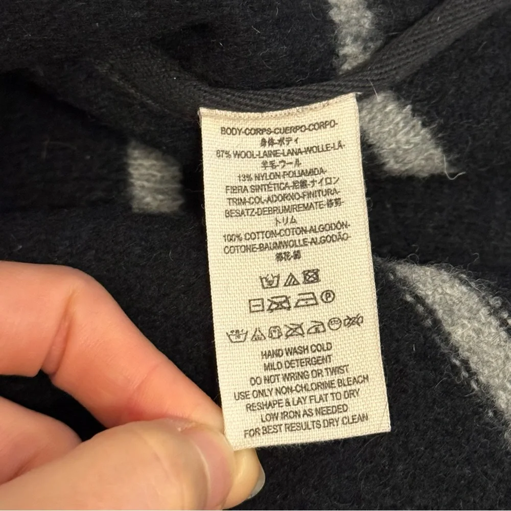 Free People Wool-Blend Striped Cape Coat – Black/Grey – XS (Oversized, Fits S–M) - Picture 16 of 16